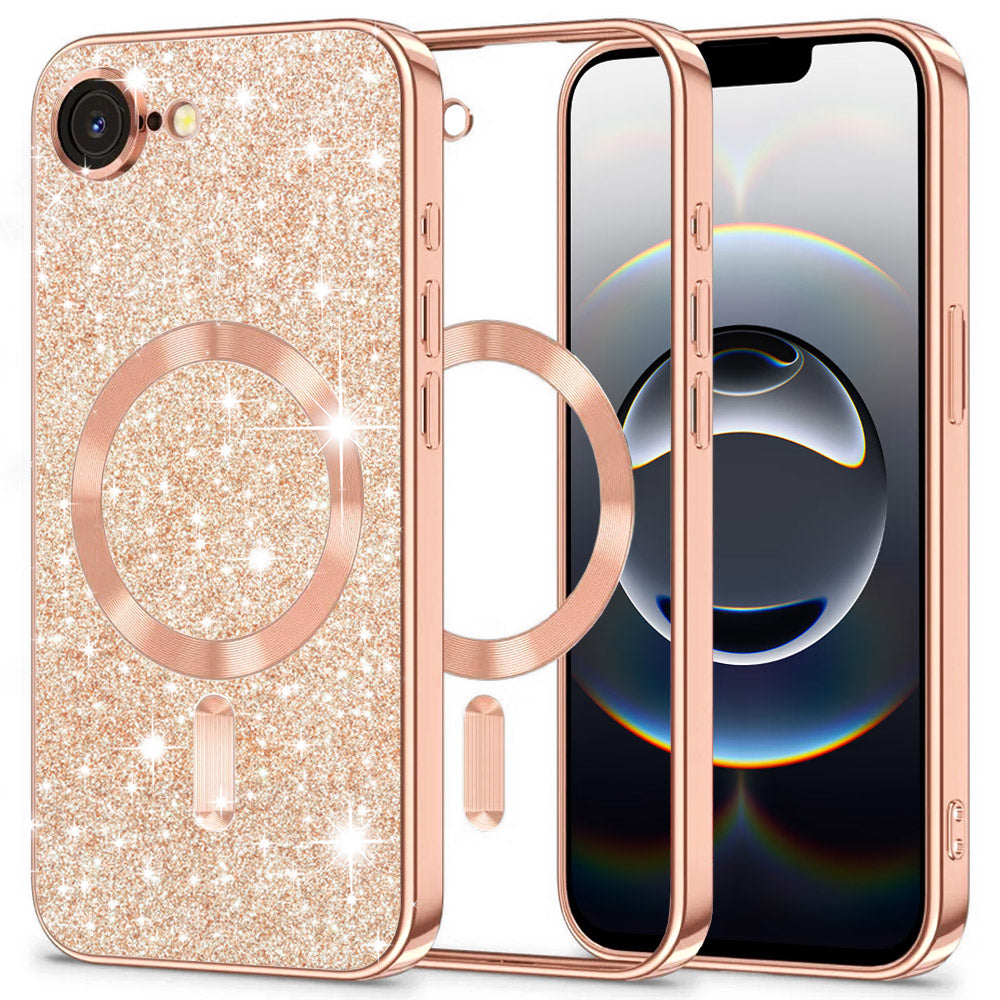 Techsuit - Luxury Glitter MagSafe - iPhone 16e - Rose Gold