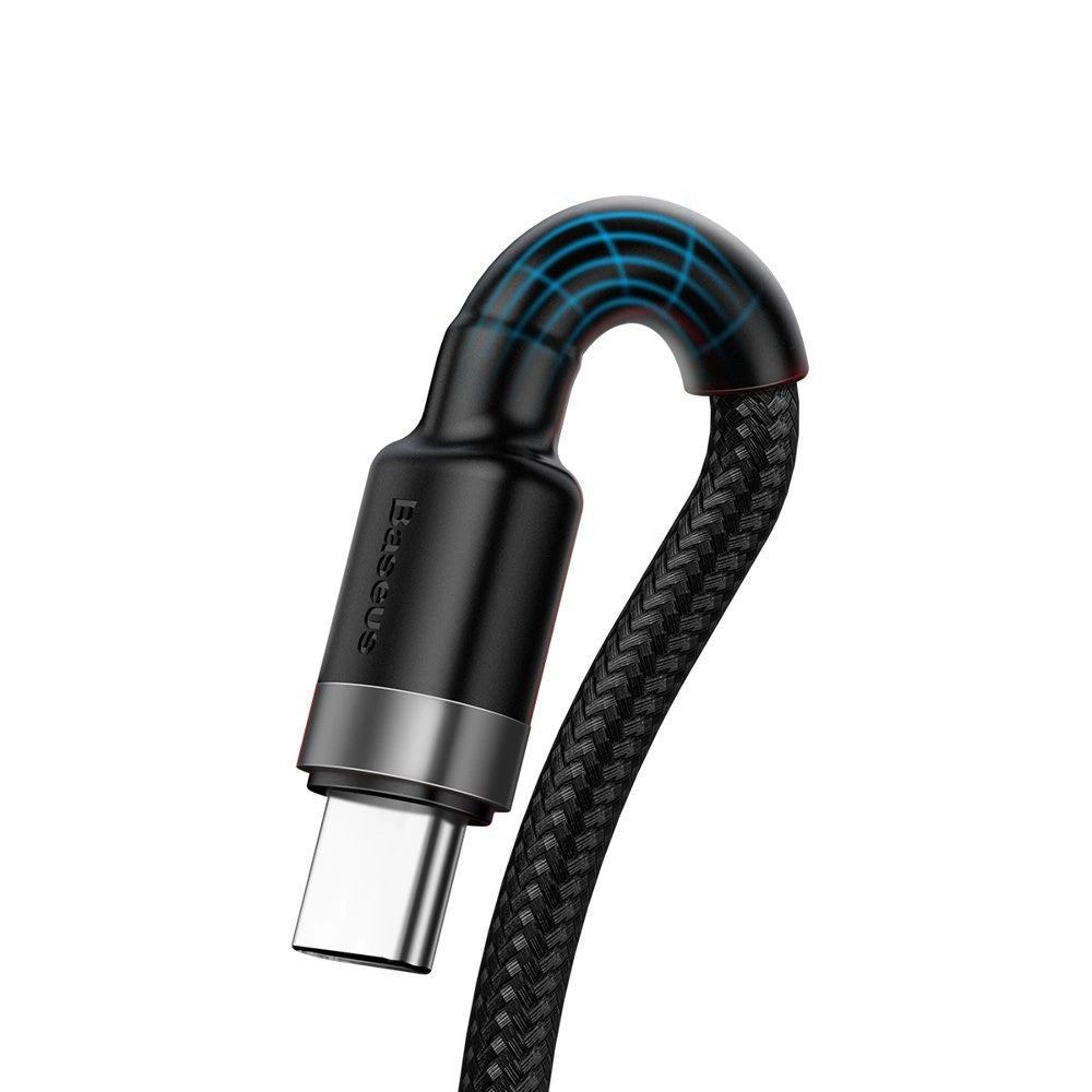 Baseus - Data Cable Cafule Series Metal (CATKLF-PG1) - USB to Type-C, Fast Charging, 40W, 5A, Nylon Braid, Velcro, 1m - Black