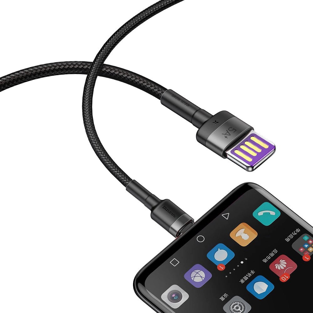 Baseus - Data Cable Cafule Series Metal (CATKLF-PG1) - USB to Type-C, Fast Charging, 40W, 5A, Nylon Braid, Velcro, 1m - Black