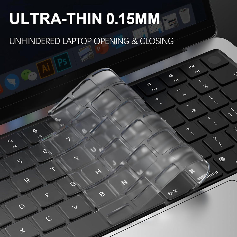 Techsuit - Premium Keyboard Cover PureTypeX (KC1) - Ultra Thin, for MacBook Pro 14 (2021-2024)/ Air 13/15 (2022-2025) - Clear