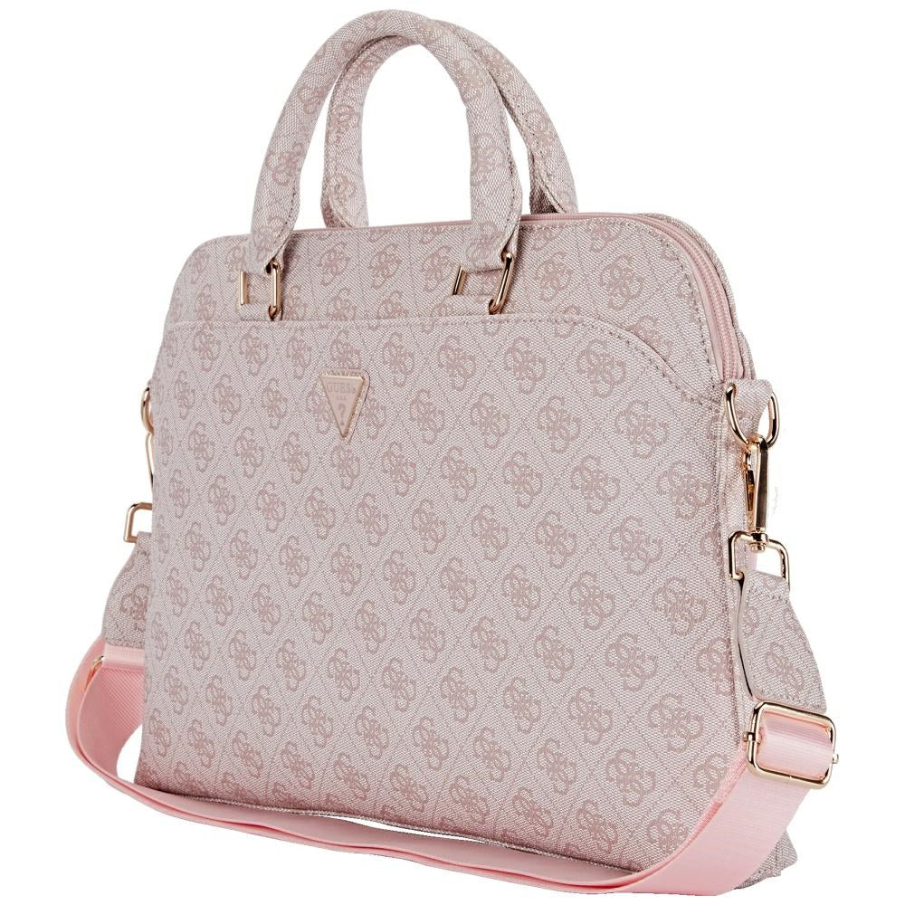 Guess - Computer Bag 4G Triangle Logo (GUCB15P4DPTP) - 15", Eco-Leather, Zipper Pocket, Detachable Strap, Adjustable - Pink