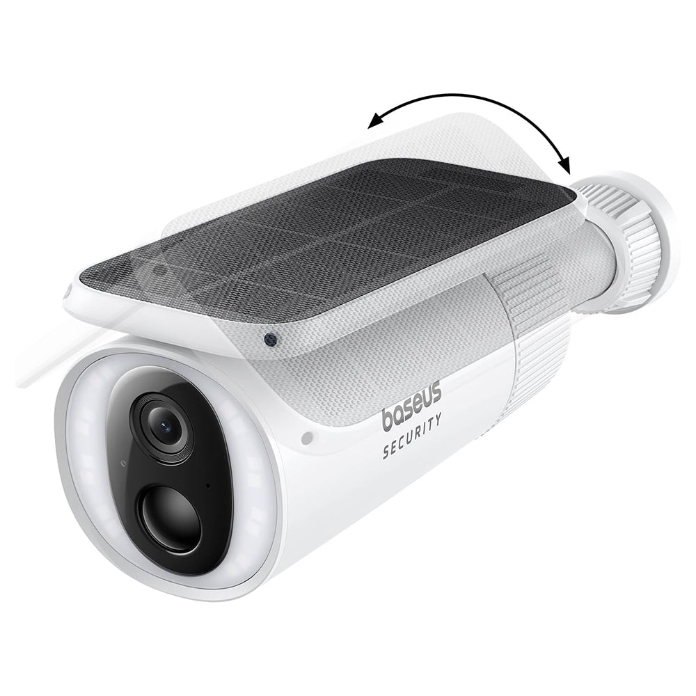 Baseus - Outdoor Camera Security S1 (S0SW002130) - with Solar Panel, 2K, 8GB, Two-way Audio, Night Vision, 10.400mAh - White
