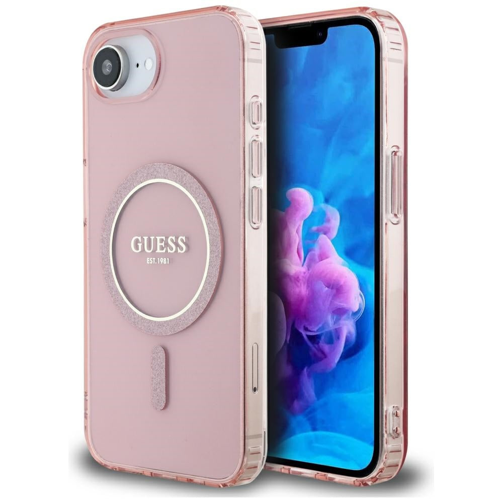 Guess - IML Glitter Circle MagSafe (GUHMPSE4HFGEREP) - iPhone 16e - Pink