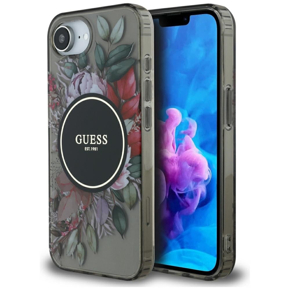 Guess - IML Flowers MagSafe (GUHMPSE4HFWBRCEK) - iPhone 16e - Black