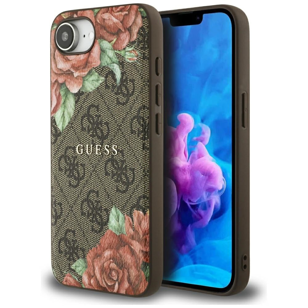 Guess - Hardcase 4G Flower Print MagSafe (GUHMPSE4P4ROPEMCW) - iPhone 16e - Brown