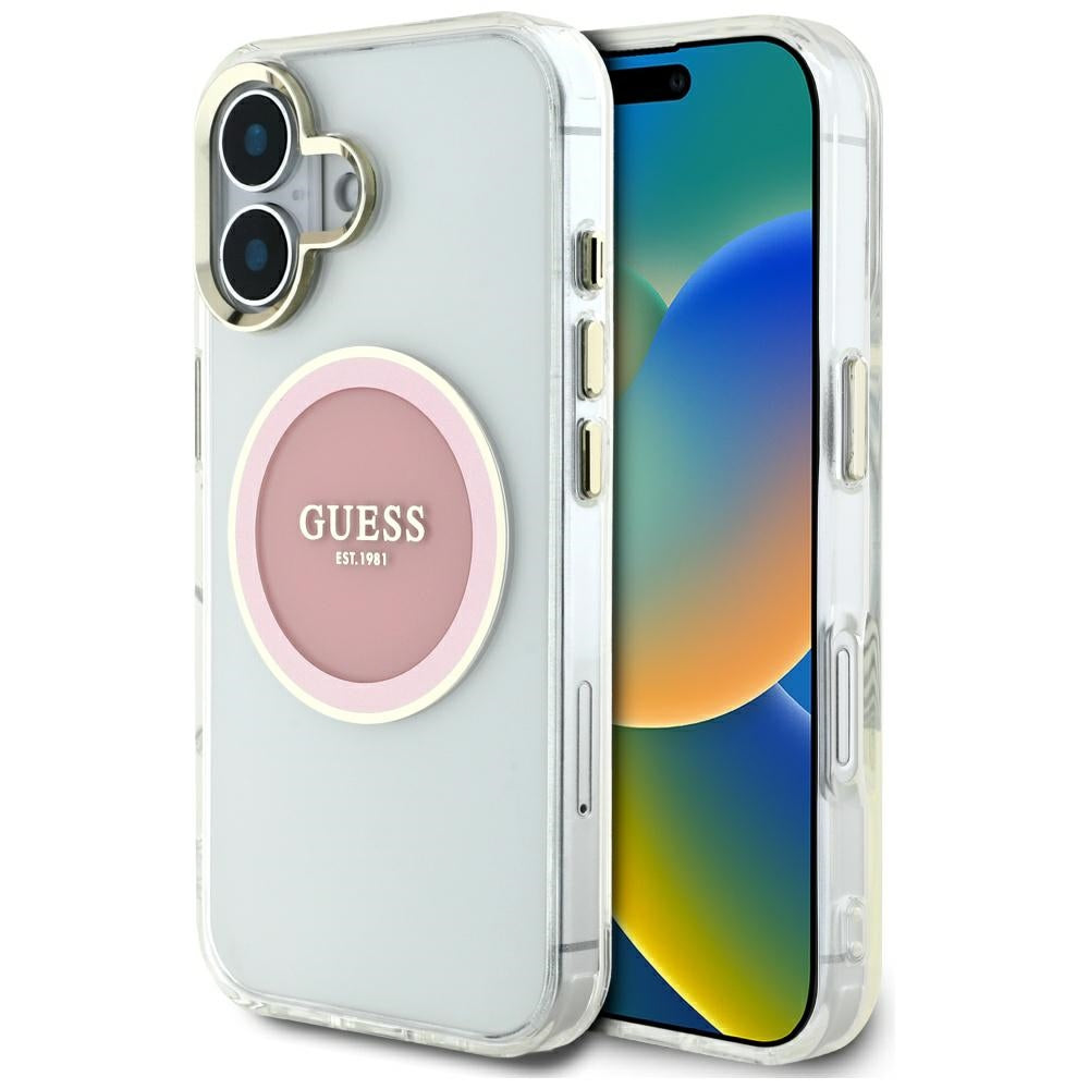 Guess - IML Metal Colored Circle MagSafe (GUHMP16SHTDRCEDP) - iPhone 16 - Pink
