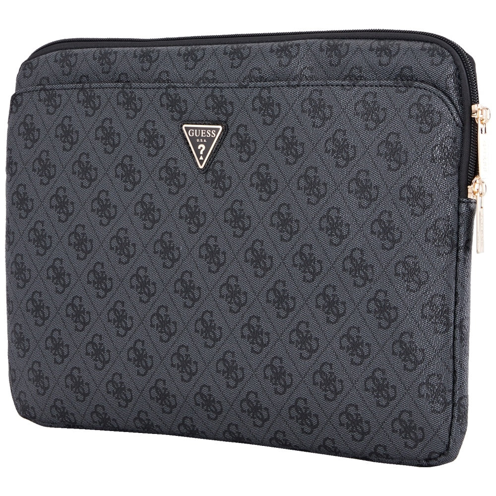 Guess - Computer Sleeve 4G Triangle Logo (GUCS14ZP4DPTK) - for Laptop, Tablet 14", with Zipper, Pocket, Eco-Leather - Black