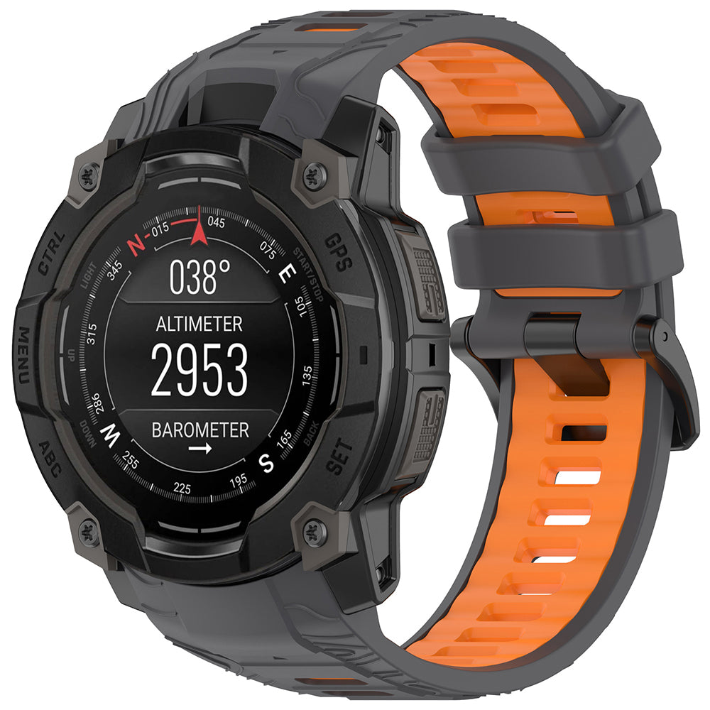 Techsuit - Watchband (W077) - Garmin Instinct 3 45mm / Instinct 3 45 Solar - Gray/Orange