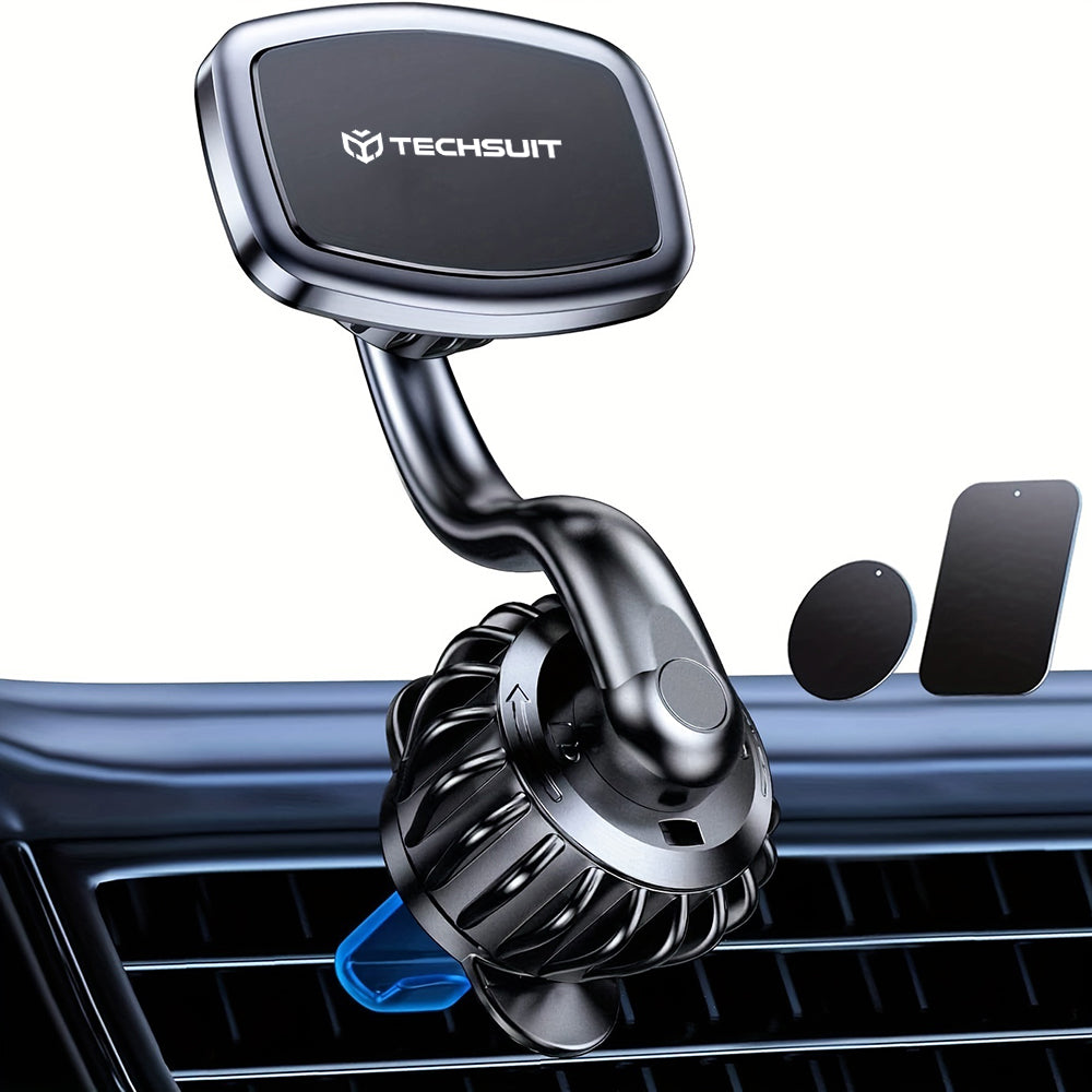 Techsuit - Car Holder AirFix (S3) - with Metal Plates, for Air Vent, Magnetic Car Mount N52, 360° Rotation, Universal - Black