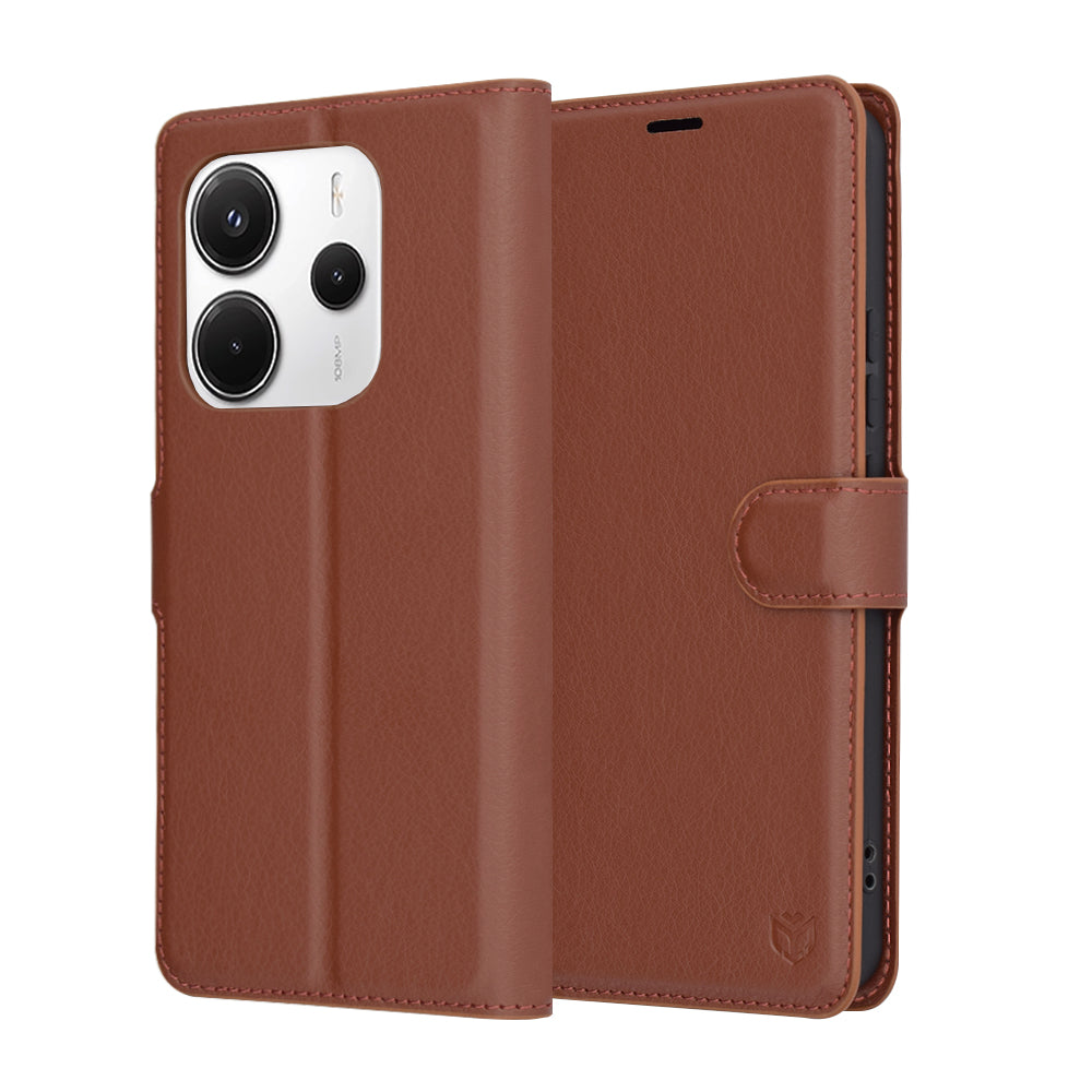 Techsuit - Leather Folio - Xiaomi Redmi Note 14 4G (Regional) - Brown
