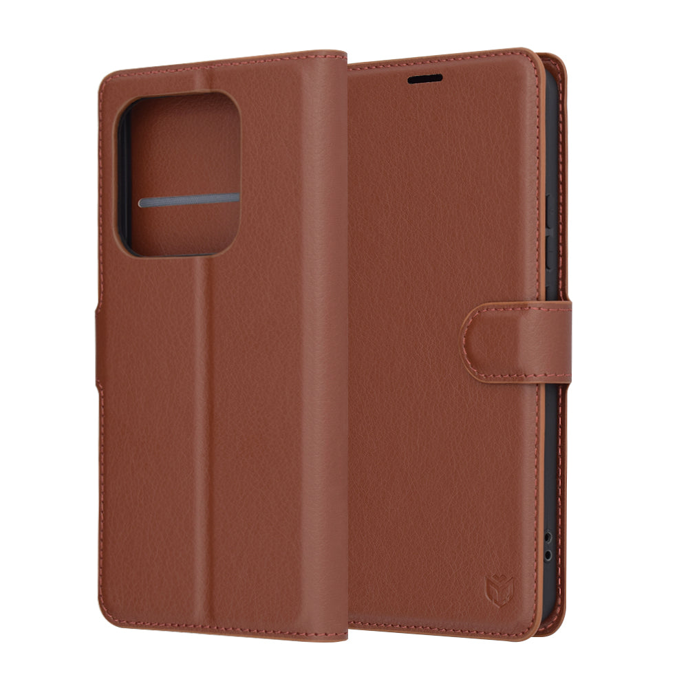 Techsuit - Leather Folio - Xiaomi Redmi Note 14 5G - Brown
