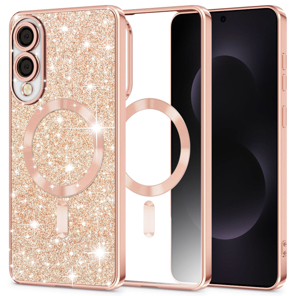 Techsuit - Luxury Glitter MagSafe - Samsung Galaxy S25 Edge - Rose Gold