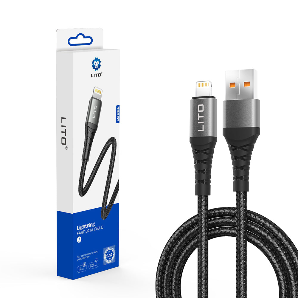 Lito - Data Cable (LD22L) - USB-A to Lightning, Fast Charging, 2.4A, 2m - Black