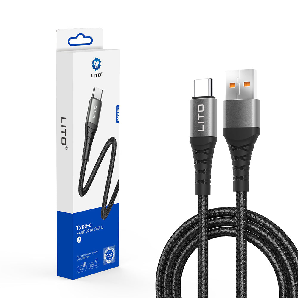 Lito - Data Cable (LD22T) - USB-A to Type-C, Fast Charging, 2.4A, 2m - Black
