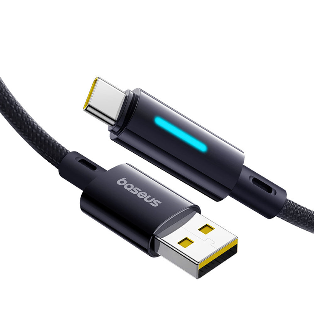 Baseus - Data Cable Lit (P10379002121-01) - USB to Type-C, 100W, Fast Charging, LED Light, Button-Control, 2m - Cosmic Black