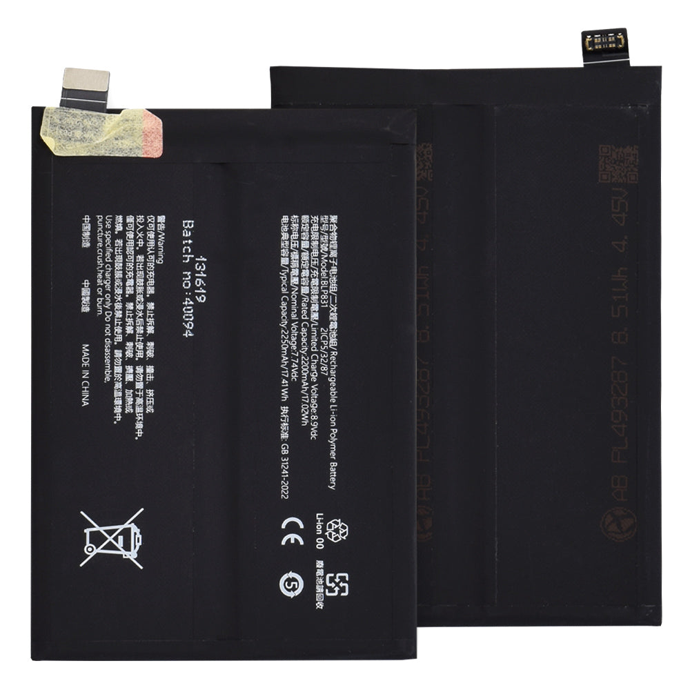 OEM - Smartphone Battery BLP831 (21879) - Oppo Find X3 / Find X3 Pro CPH2173 - 2200mAh - Black