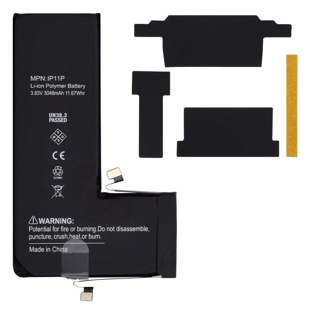 OEM - Smartphone Battery (20628) - Decoded with Extra IC (without Welding) - iPhone 11 Pro - 3046mAh - Black
