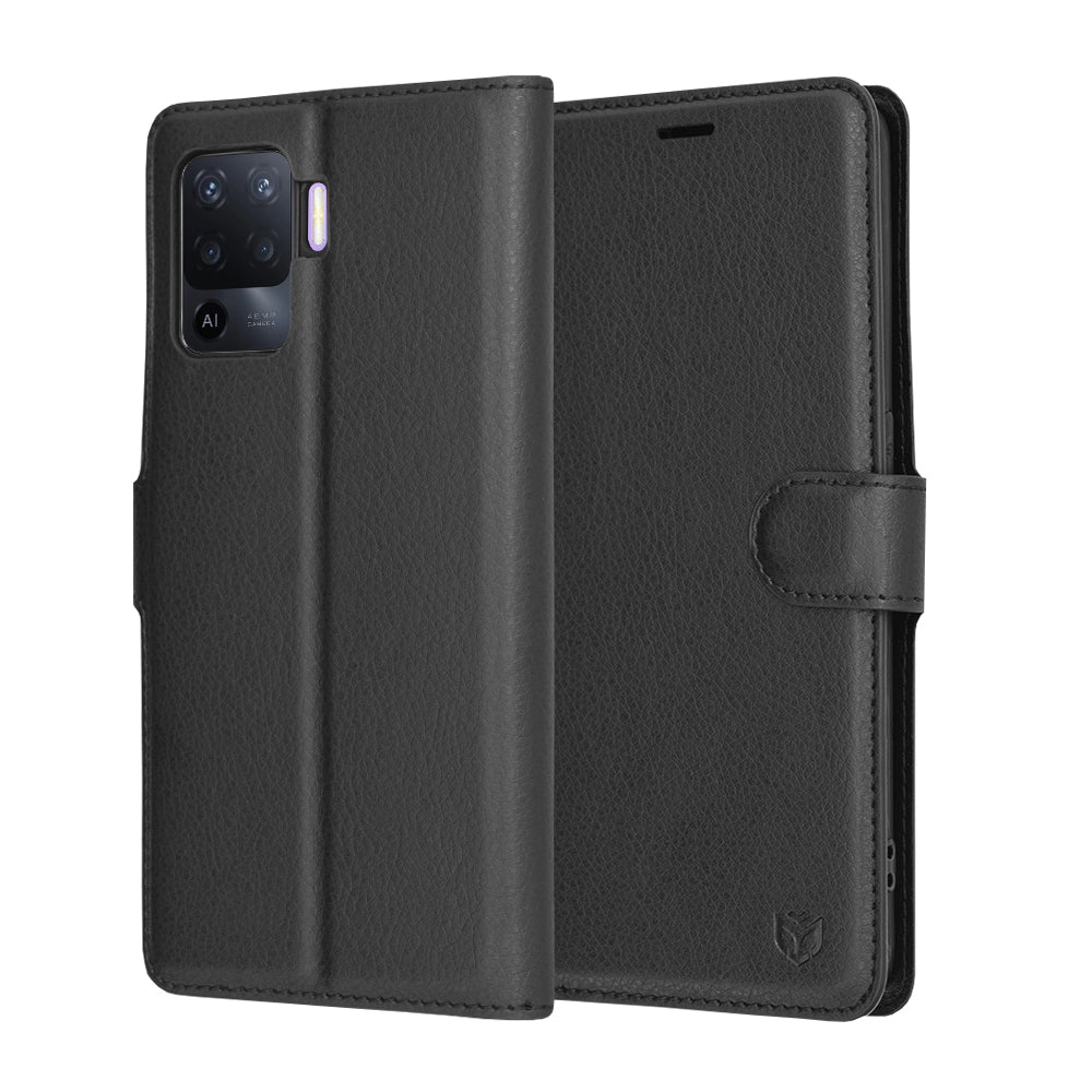 Techsuit - Leather Folio - Oppo Reno5 Lite / Oppo A94 4G - Black