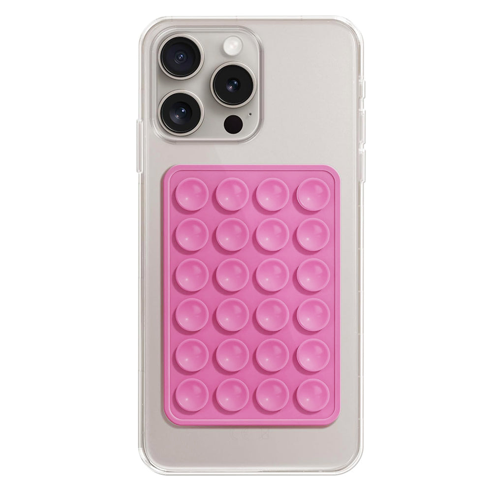 Techsuit - Phone Holder (SPP-PAD) - Suction Pad for Selfies, Silicone, Adhesive Mount, Rectangular Shape - Powder Pink