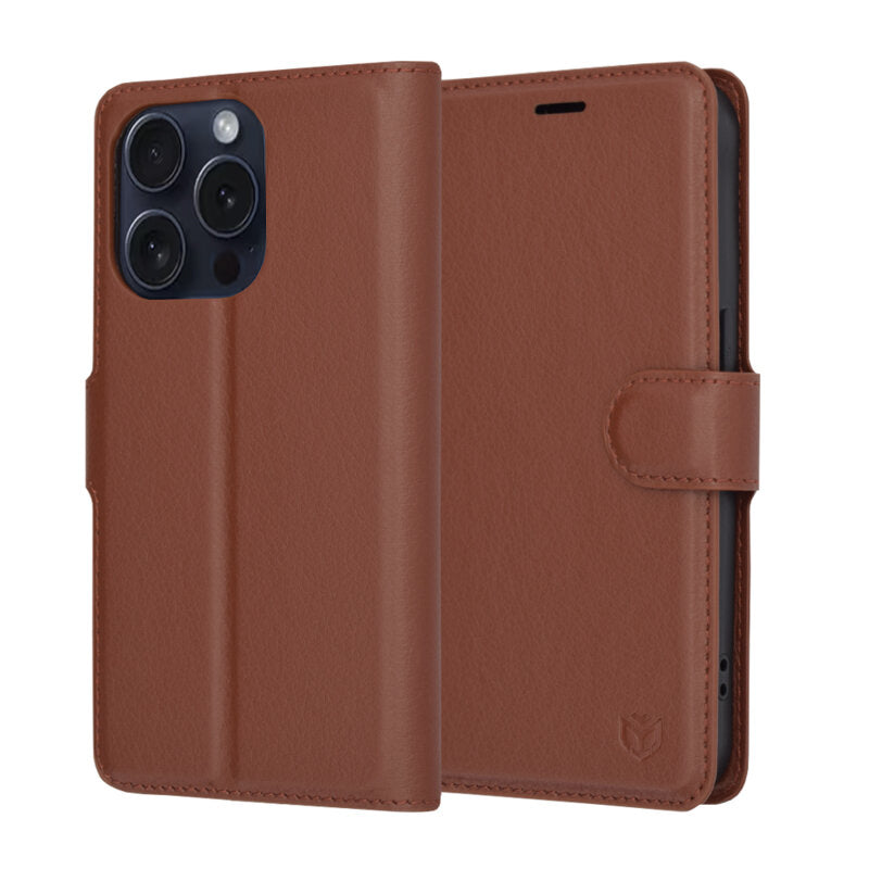Techsuit - Leather Folio - iPhone 15 Pro - Brown