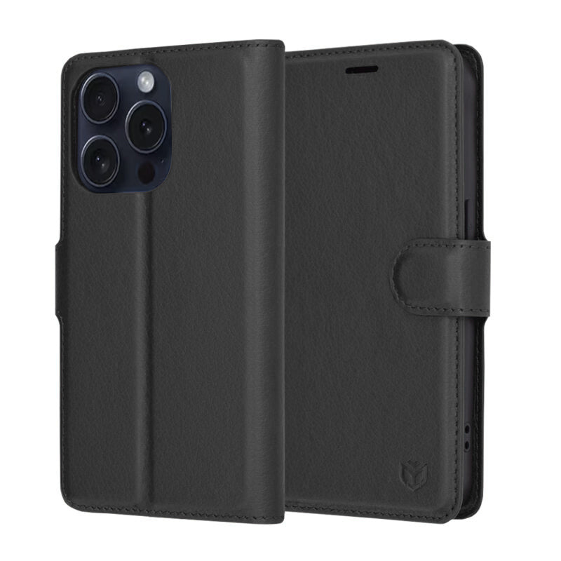 Techsuit - Leather Folio - iPhone 15 Pro - Black