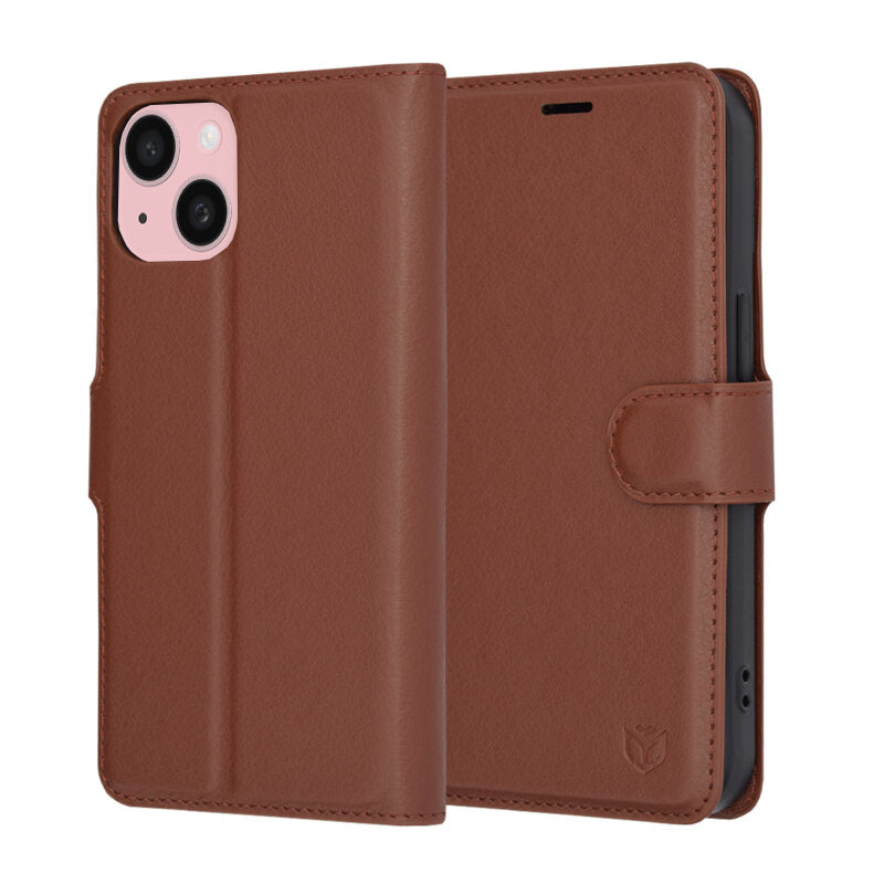 Techsuit - Leather Folio - iPhone 15 - Brown