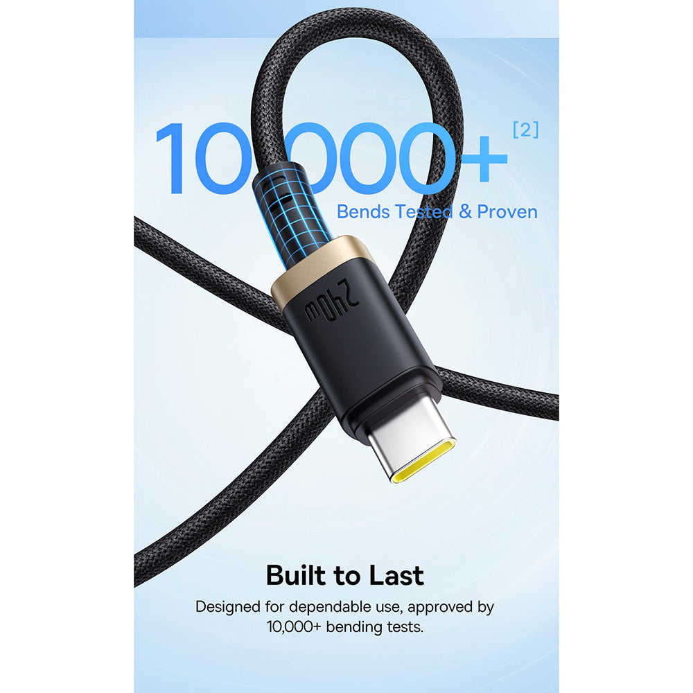 Baseus - Data Cable Dura Series (P10377803U03-00) - for MacBook, Fast Charging, Type-C, PD 240W, 480Mbps, 1m - Gold / Black