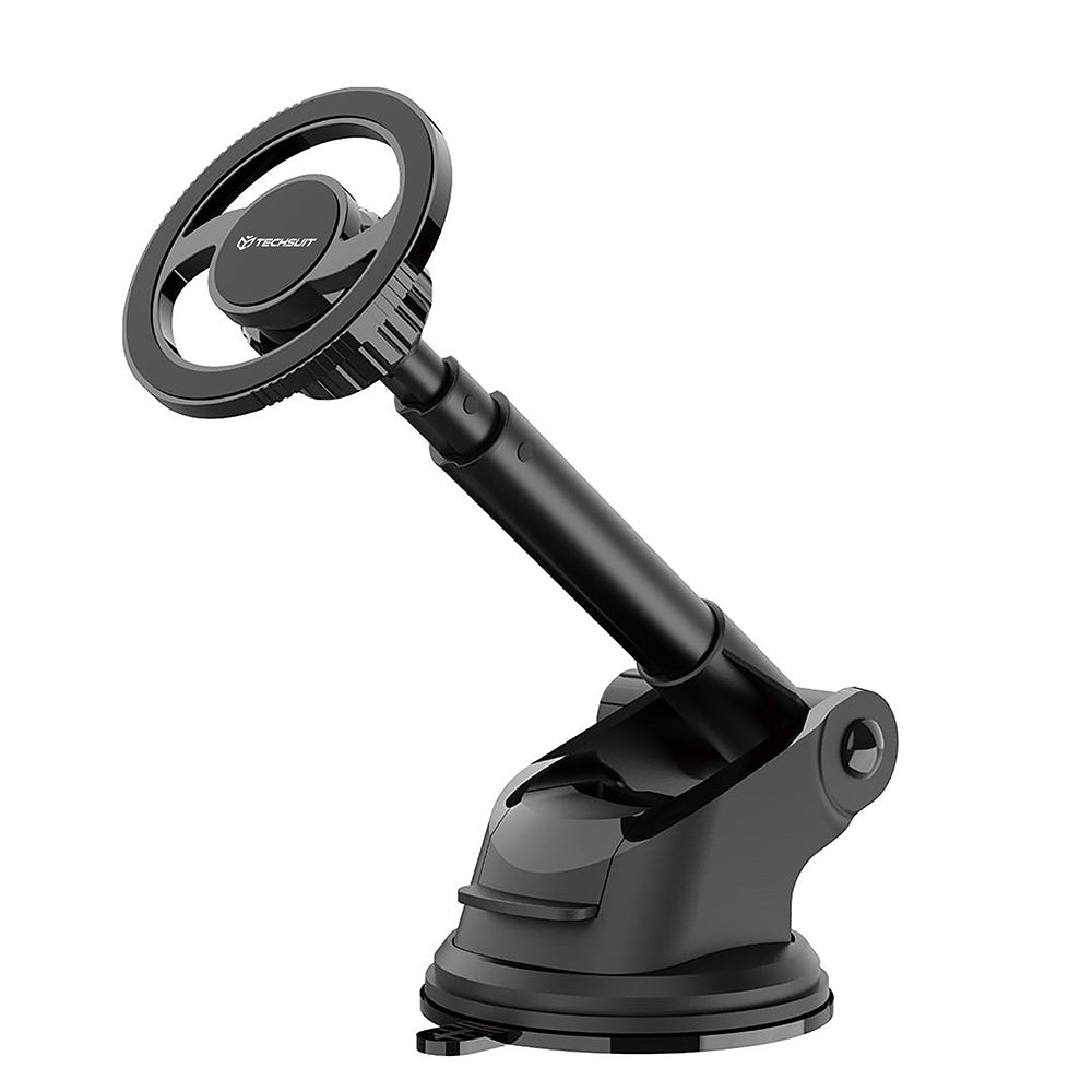 Techsuit - Car Holder MagProX (S12) - for Dashboard, MagSafe Compatible, 360° Rotation, Suction Cup Mounting Base - Black