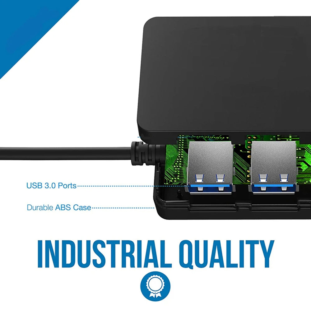 Techsuit - Docking Station QuantumNode 4 in 1 (H15) - USB to 4x USB 3.0, ABS - Black