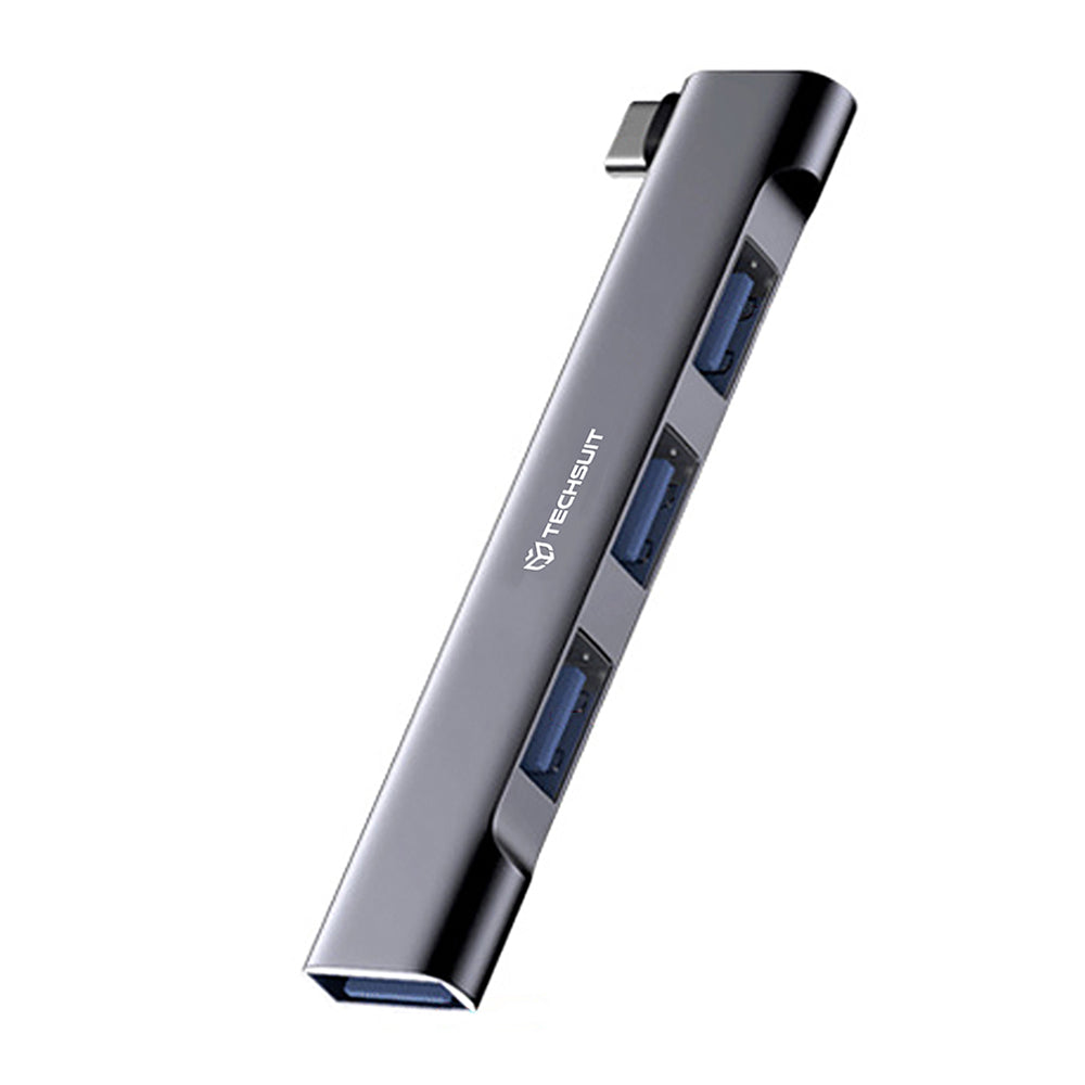 Techsuit - Docking Station ZenithDock 4 in 1 (H13) - USB-C to 3x USB 2.0, 1x USB 3.0 - Gray