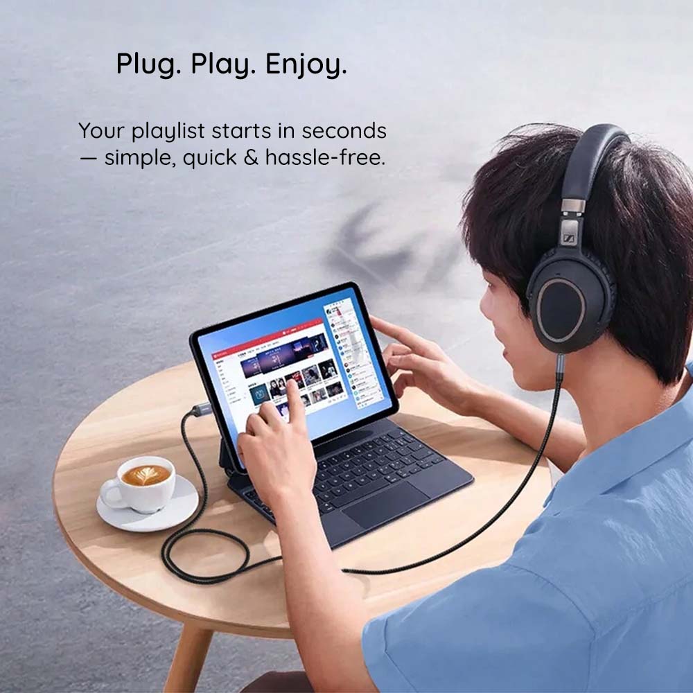 Techsuit - Premium Cable Adapter NexaSound (AC17) - Lightning to 3.5mm Jack, Nylon Braided + Aluminum Alloy, 1m - Gray