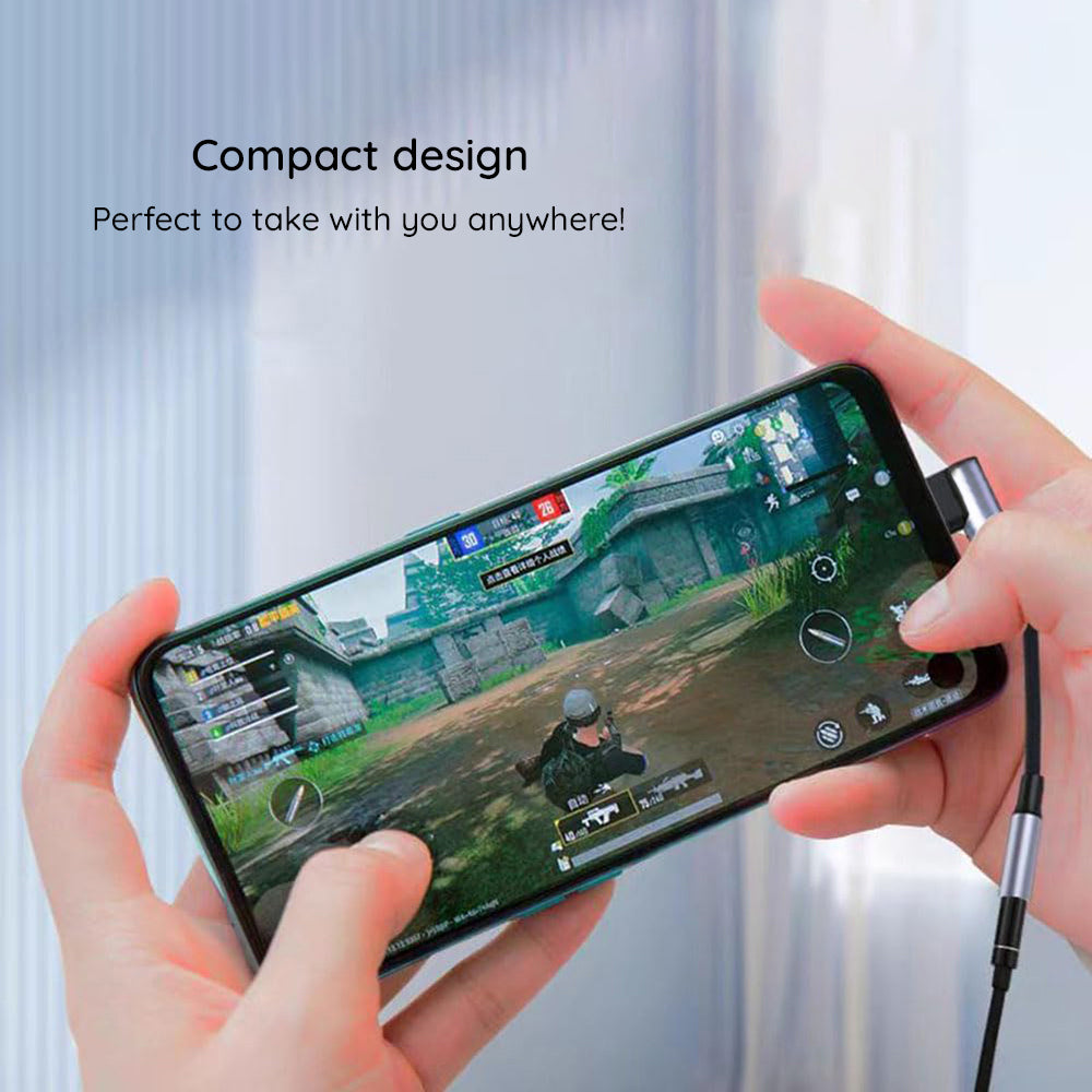 Techsuit - Premium Cable Adapter MusicDoX (AC7) - Type-C to 3.5mm Jack, Hi-Fi Sound, DAC Chip, 3A, 0.1m - Gray