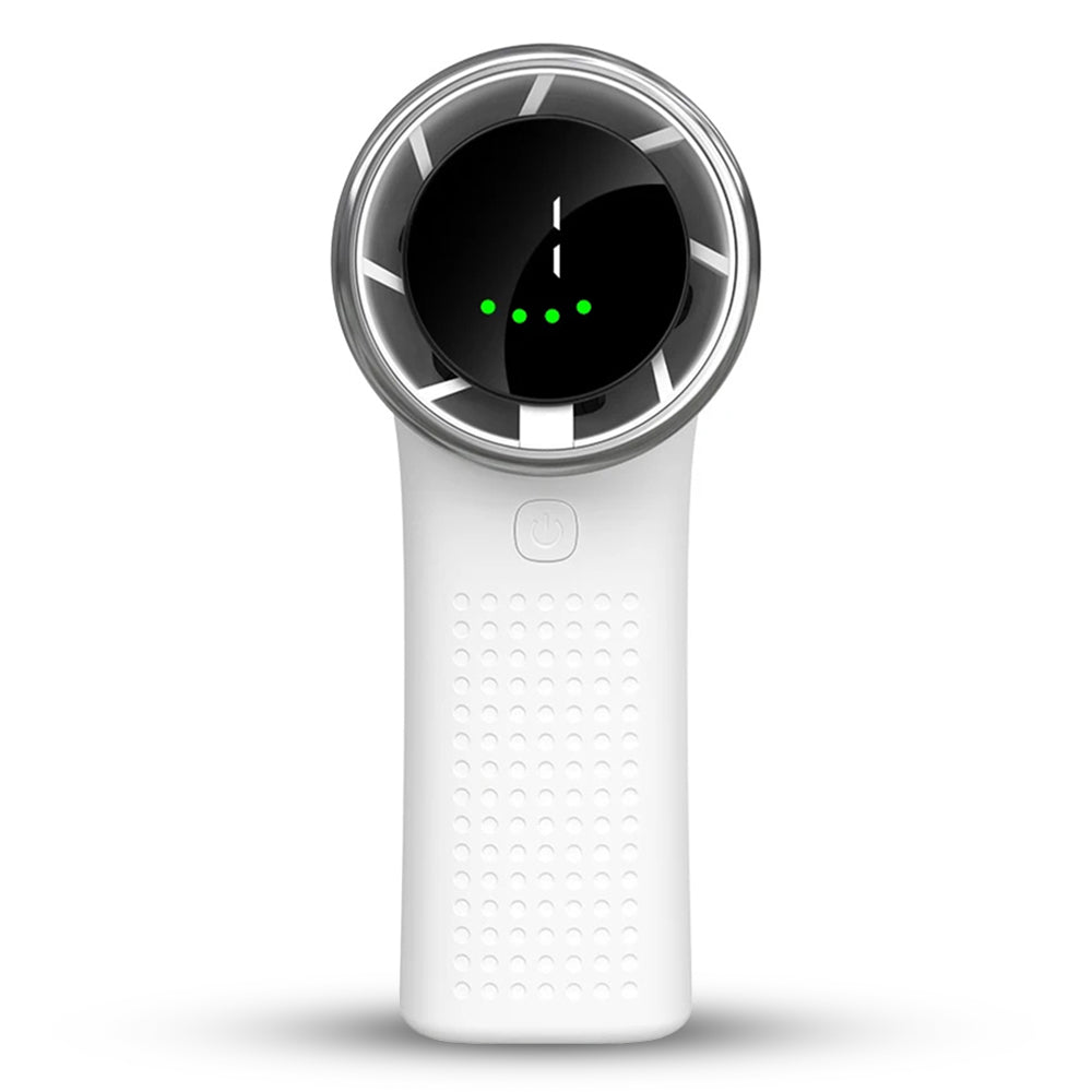 Techsuit - Premium Mini Hand Fan (A8) - with LED Digital Display, USB-C Rechargeable, 5 Wind Speeds, 3600mAh - White