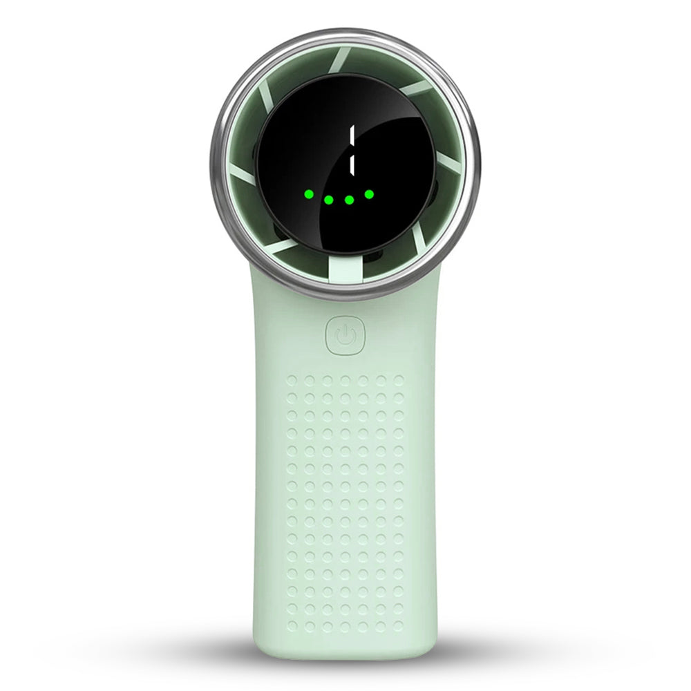 Techsuit - Premium Mini Hand Fan (A8) - with LED Digital Display, USB-C Rechargeable, 5 Wind Speeds, 3600mAh - Green
