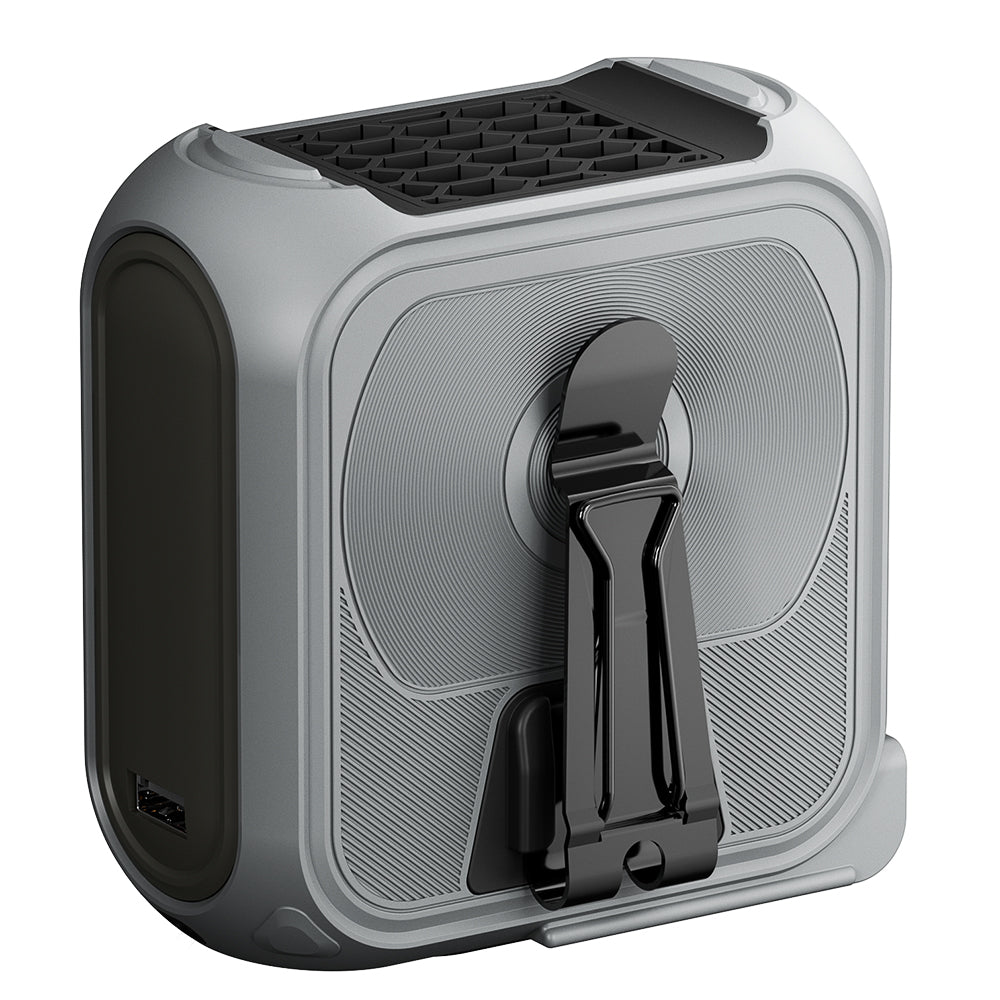 Techsuit - Premium Portable Mini Fan (Z13) - with Power Bank, Rechargeable, 5 Wind Speeds, Belt Buckle, 10000mAh - Gray