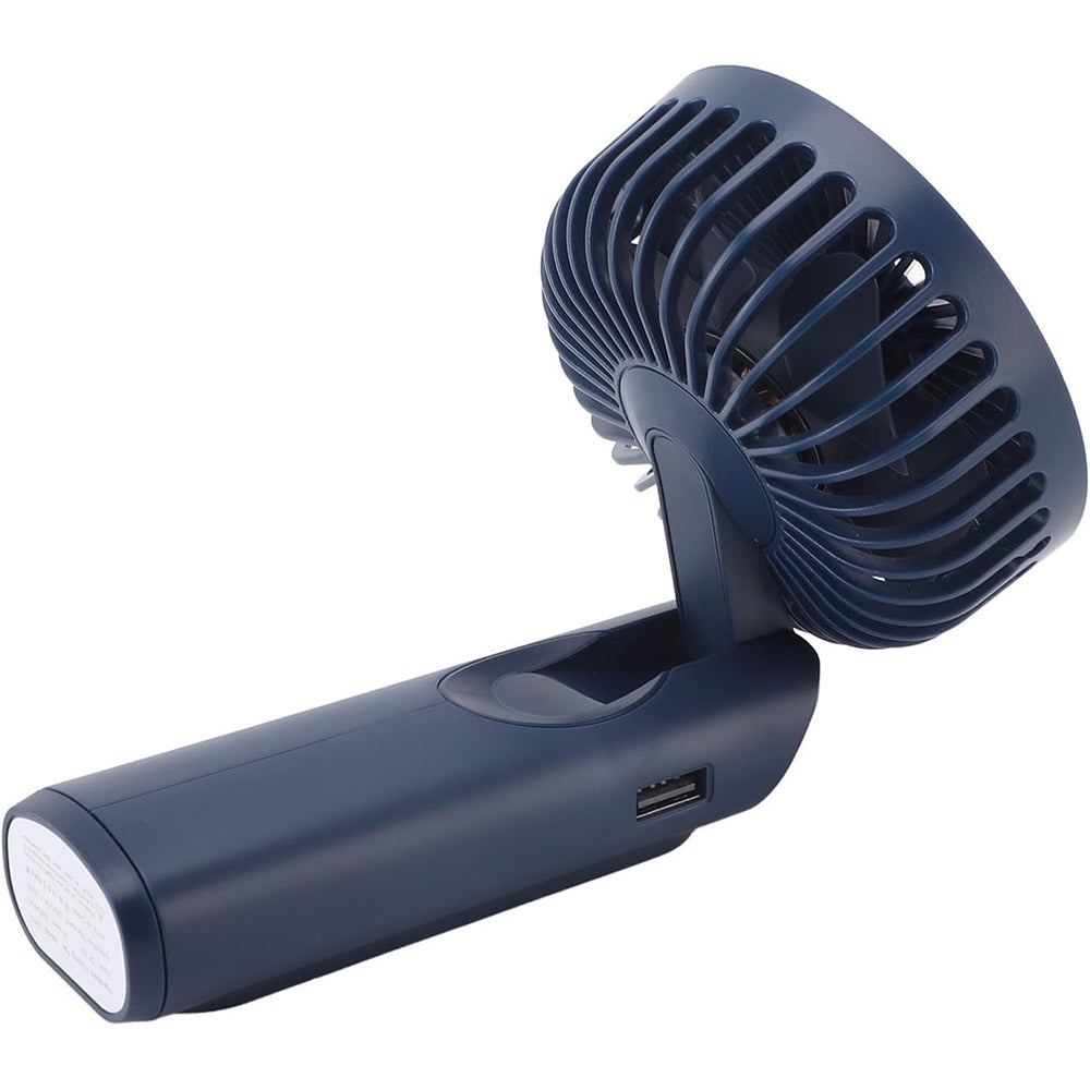 Techsuit - Premium Mini Hand Fan (M12) - with LED Digital Display, USB-C Rechargeable, 6 Wind Speeds, 5000mAh - Blue