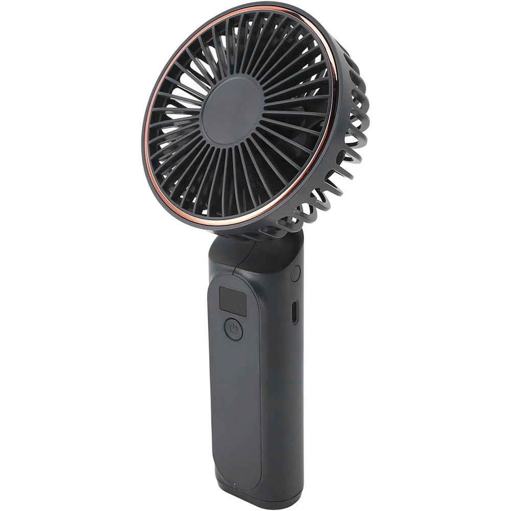 Techsuit - Premium Mini Hand Fan (M12) - with LED Digital Display, USB-C Rechargeable, 6 Wind Speeds, 5000mAh - Black