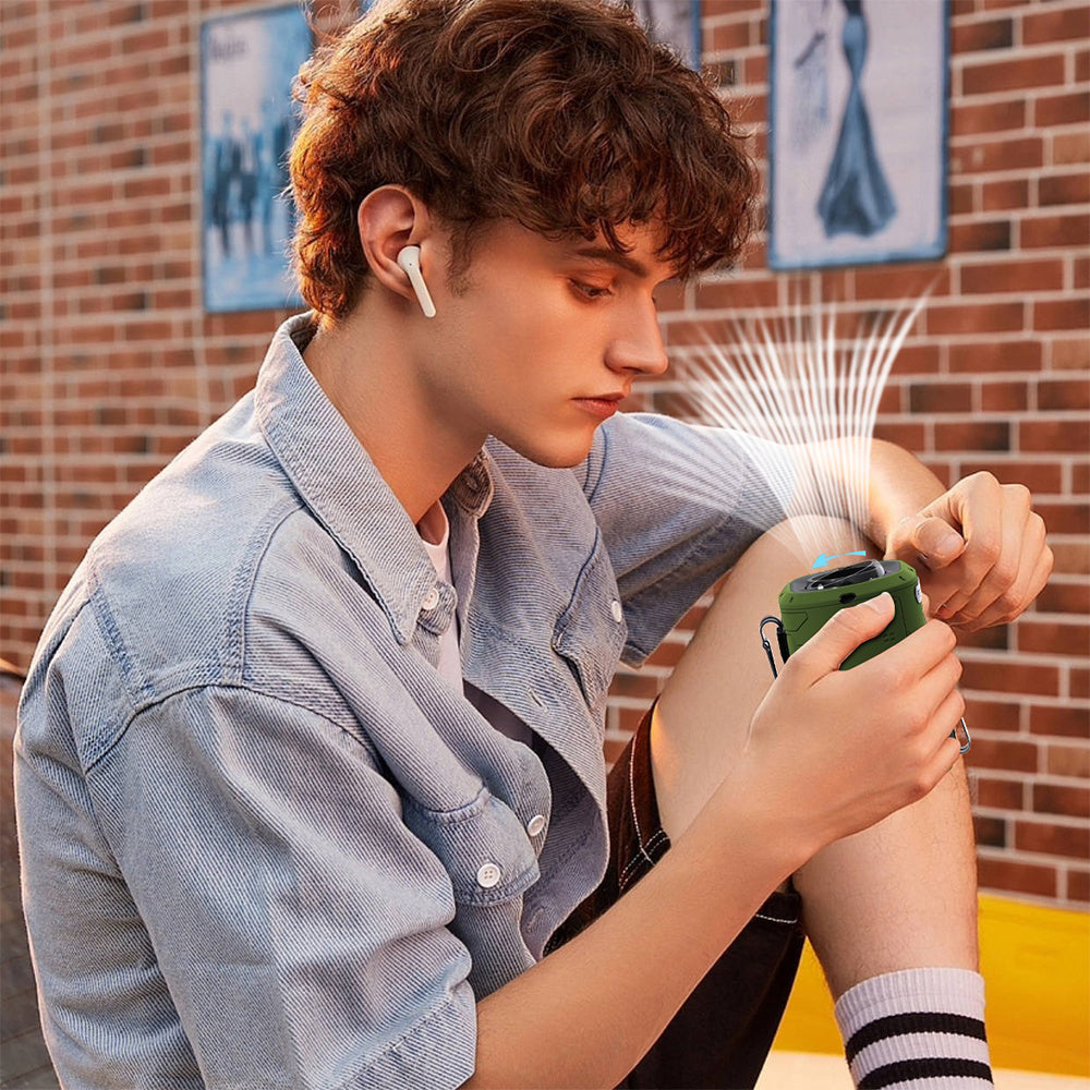 Techsuit - Premium Portable Mini Fan (Z14) - with Power Bank, Rechargeable, 5 Wind Speeds, Belt Buckle, 5000mAh - Gray