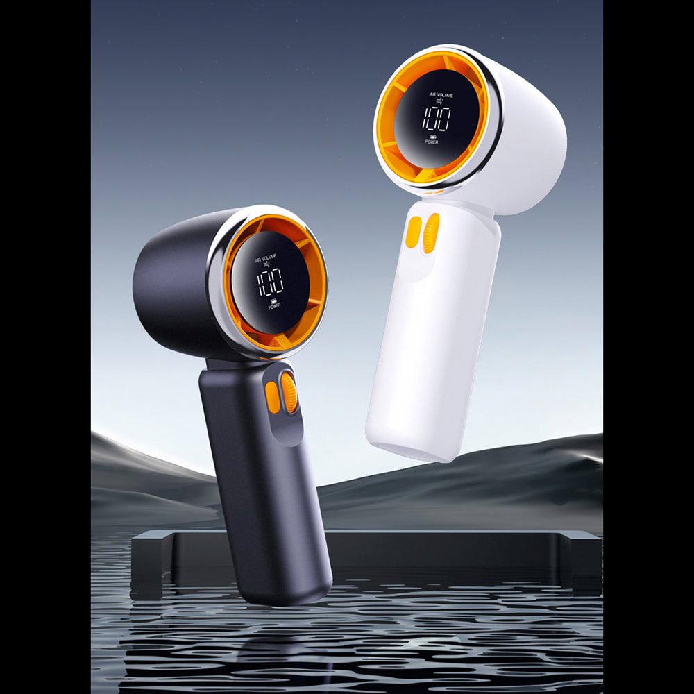 Techsuit - Premium Portable Mini Fan (Z11) - with LED Digital Display, USB-C Rechargeable, 100 Wind Speeds - White