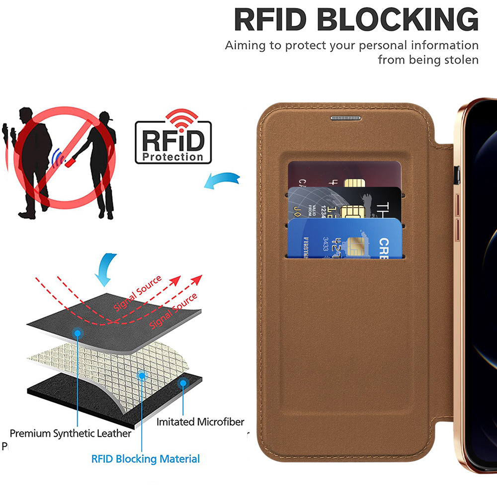 Techsuit - SmartMag Book Case - iPhone 12 Pro - Brown