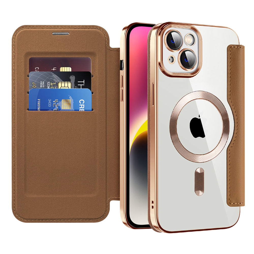 Techsuit - SmartMag Book Case - iPhone 14 - Brown