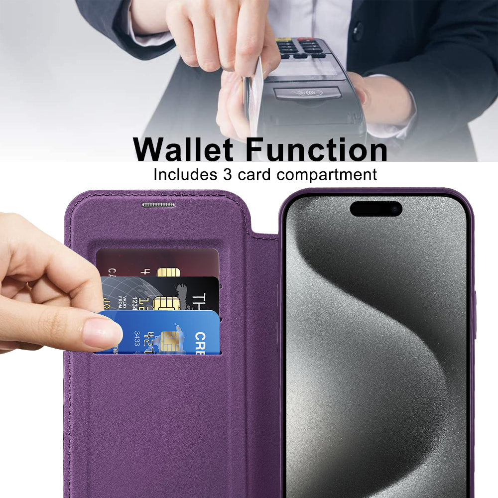 Techsuit - SmartMag Book Case - iPhone 15 Pro - Purple