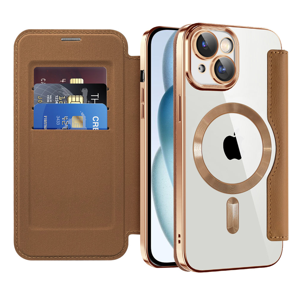 Techsuit - SmartMag Book Case - iPhone 15 Plus - Brown