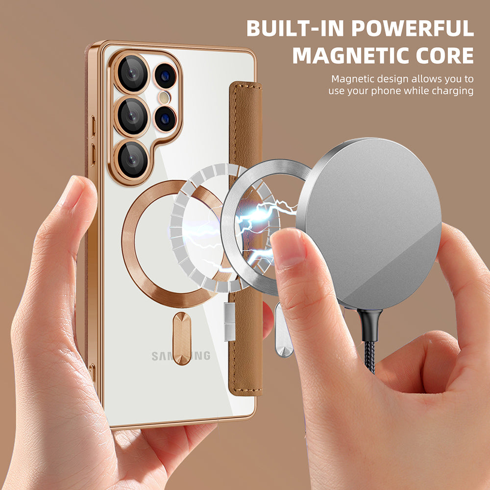 Techsuit - SmartMag Book Case - Galaxy S25 Ultra - Brown