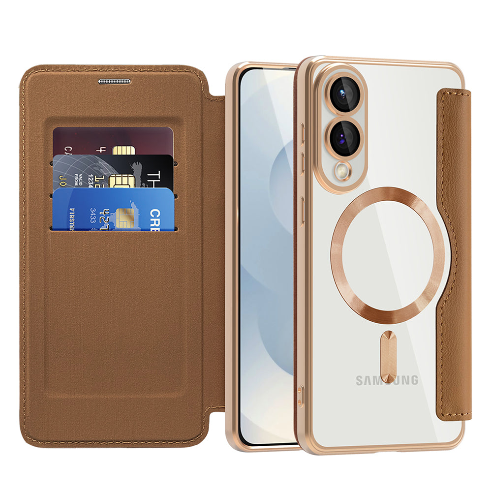 Techsuit - SmartMag Book Case - Samsung Galaxy S25 Edge - Brown