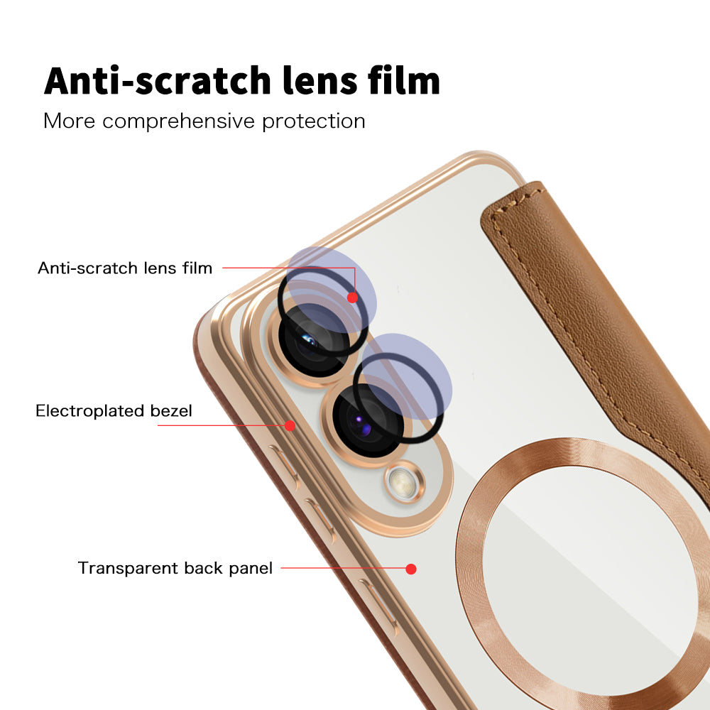 Techsuit - SmartMag Book Case - Galaxy S25 Edge - Brown