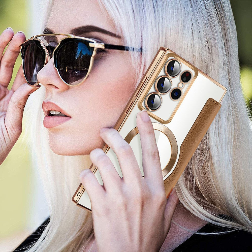 Techsuit - SmartMag Book Case - Galaxy S22 Ultra 5G - Brown