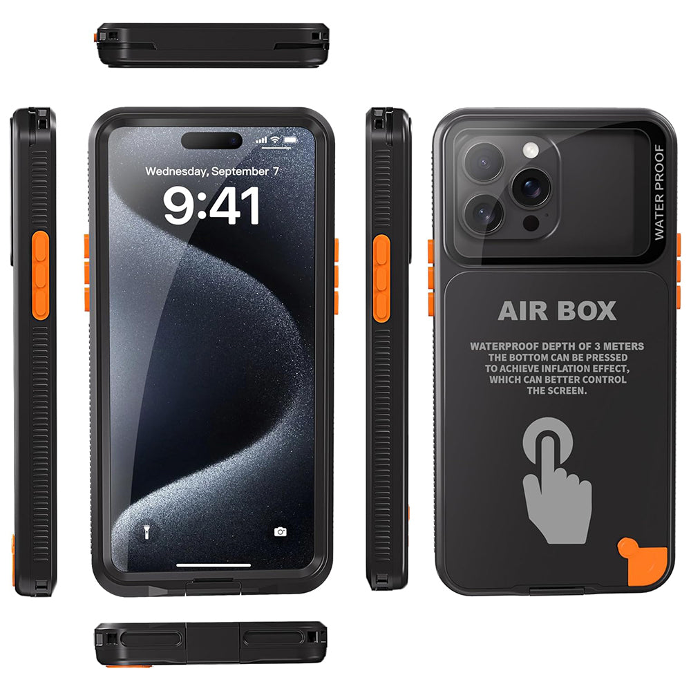 ShellBox - AirBox Waterproof IP68 (6.7 inch) - iPhone 12 Pro Max/13 Pro Max/14 Pro Max/ 15 Pro Max/16 Pro Max/15+/16+ - Black