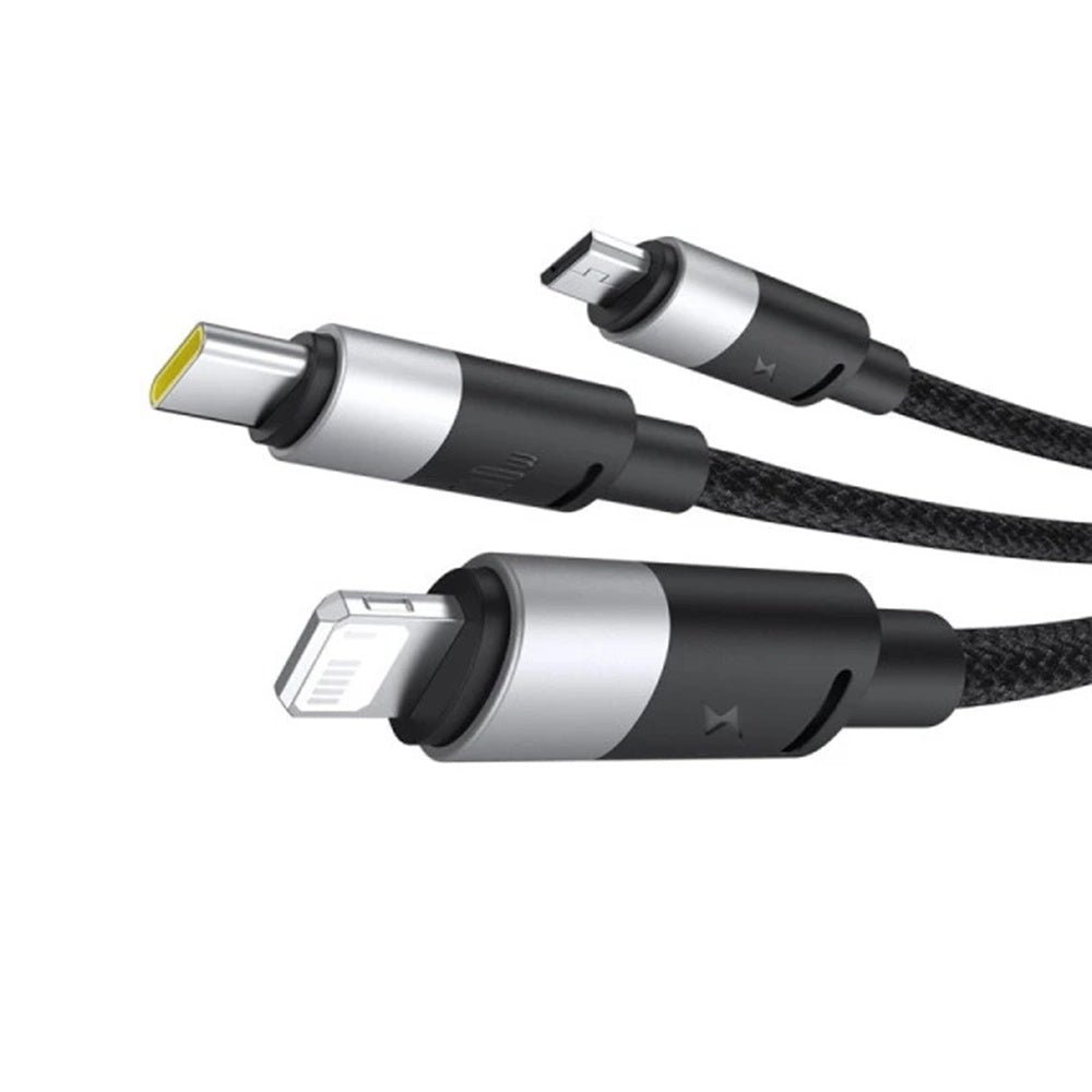 Baseus - Data Cable StarSpeed (P10319900111-01) - USB to Type-C, Lightning, Micro-USB, 100W, 1.5m - Cluster Black