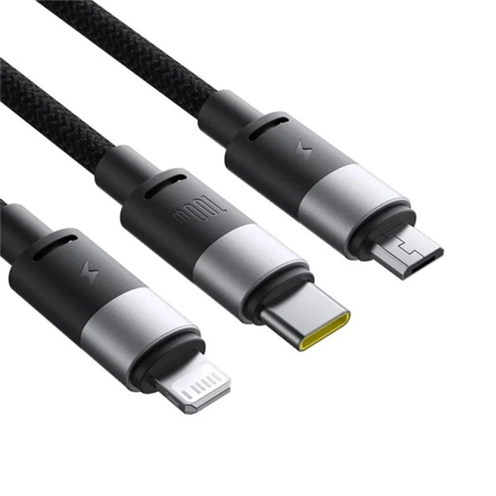 Baseus - Data Cable StarSpeed (P10319900111-01) - USB to Type-C, Lightning, Micro-USB, 100W, 1.5m - Cluster Black